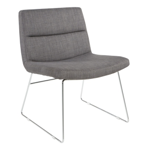 Thompson Chaise en tissu de charbon de bois avec base de luge Chrome