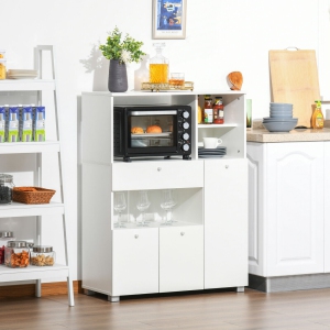 Compact Kitchen Pantry Buffet Server Hutch Microwave Cabinet with Drawer