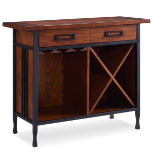 Leick Home Ironcraft Sturdy Wood Mini-bar/Wine Stand in Oak