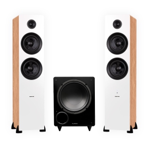 Fluance Ai81 Powered Floorstanding Speakers DB10 10" Powered Subwoofer 15ft RCA Subwoofer Cable