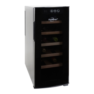 Koolatron Deluxe 12 Bottle Wine Cooler with Beech Wood Racks, Black, Wine Fridge, Freestanding Wine Cellar, Red, White and Sparkling Wine Storage for Kitchen or Home Bar