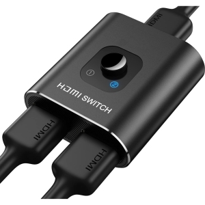 NIERBO Black Aluminum Bidirectional HDMI Switcher 2 in 1 Out, Manual HDMI Hub Supports HD for Xbox PS5/4/3 Blu-Ray Player Fire Stick Roku (Support 1 Display at a Time)