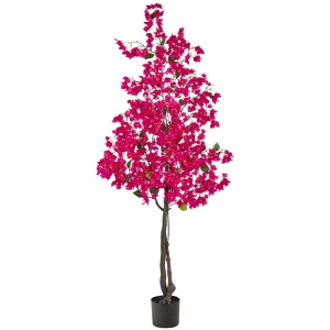 Nearly Natural 72" Bougainvillea Artificial Tree in Pink/Black