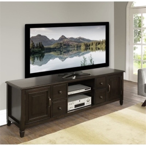 Atlin Designs 72" Wide TV Stand in Dark Chestnut Brown