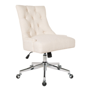 Amelia chaise de bureau en tissu naturel de lin avec base Chrome