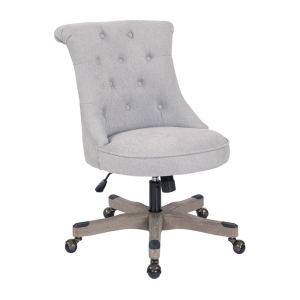 Hannah Tufted Office Chair in Fog Gray Fabric with Gray Wood Base