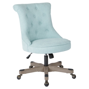 Hannah Tufted Office Chair in Mint Blue Fabric with Grey Wood Base