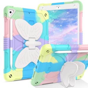 DOMAVER for iPad 9th Generation Case, iPad 8th/7th Generation/ iPad Air 3 Case Butterfly Camo Case for Kids Pencil Holder Ki