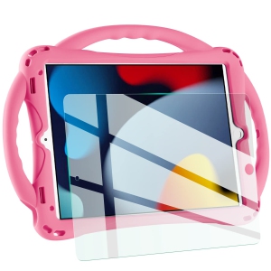 iPad 10.2 case, TopEsct iPad 9th/8th/7th Generation Case for Kids with Tempered Glass Screen Protector and Strap, Silicone S