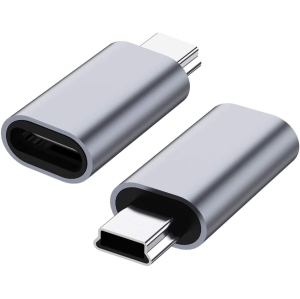 USB C to Mini USB 2.0 Adapter, (2-Pack)Type C Female to Mini USB 2.0 Male Convert Connector Support Charge & Data Sync Compatible GoPro Hero 3+, MP3 Players, Dash Cam, Digital Came