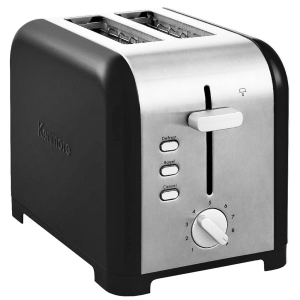 Kenmore 2-Slice Toaster, BLACK Stainless Steel, Extra Wide Slots, Bagel, Defrost, 9 Shade Settings