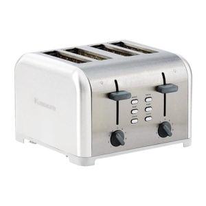 Kenmore 4-Slice Toaster, White Stainless Steel, Dual Controls, Extra Wide Slots, Bagel and Defrost Functions, 9 Browning Levels, English Muffin, Toaster Strudel