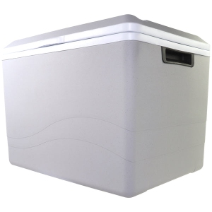 Koolatron Thermoelectric Iceless 12 V Cooler Warmer 36 qt (34 L), Electric Portable Car Cooler with DC Plug, Grey and White, for Travel Camping Fishing Trucking