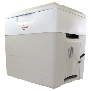 Koolatron Thermoelectric Iceless 12 Volt Cooler Warmer 52 qt (49 L), Electric Portable Car Cooler with DC Plug, Grey and White, for Travel Camping Fishing Trucking