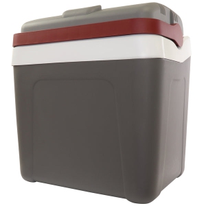Koolatron Thermoelectric Iceless 12 Volt Cooler 26 qt (24 L), Electric Portable Car Cooler with DC Plug, Grey and White, for Travel Camping Fishing Trucking
