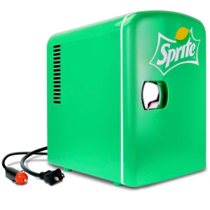 Coca-Cola Sprite 4L Portable Cooler/Warmer, Compact Personal Travel Fridge for Snacks Lunch Drinks Cosmetics, Includes 12V and AC Cords, Green