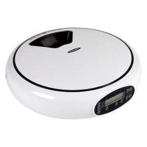 Lentek 5 Meal Automatic Pet Feeder with Voice Message, White, Timed Food Dispenser for Cat or Dog,
