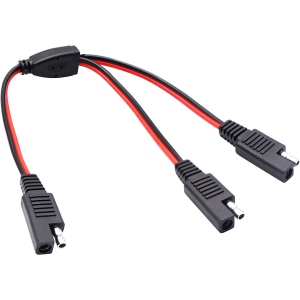 SAE Y Splitter Extension Cable SAE 1 to 2 SAE DC Power Automotive Extension Cable 2 Pin Quick Connect Disconnect Plug SAE Connector 18AwG Wire for Solar Panel Charging(26cm