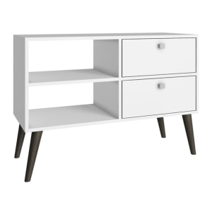 Atlin Designs Modern Contemporary Wood 35" TV Stand in White