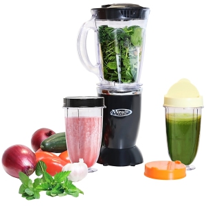 Total Chef Miracle Blender, 12 pc Bullet Blender Set with Heavy Duty Quad Blade, 1L Carafe, Travel Cups and Lids, Dishwasher-Safe Accessories, for smoothies, shakes, sauces