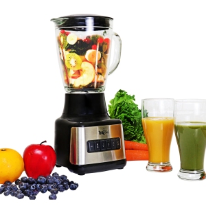 Total Chef 6-Speed Countertop Blender, 6 Cup (1.5L) Glass Jar, 2 Pulse Options, 500 W, Stainless Steel Blades, Auto-Clean Function, Puree, Crush, Blend For Smoothies