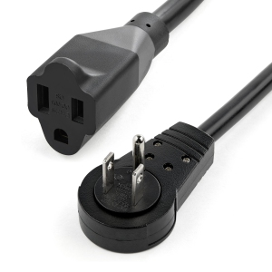Startech 6ft (2m) Power Extension Cord, 360° Rotating Flat Plug Extension Cord - Black Extension Cable-(RTPAC1016)