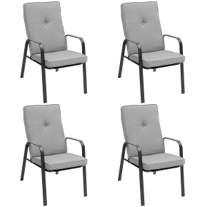 Gymax Set of 4 Patio Dining Chairs High-Back Cushions Space Saving