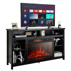 Gymax 58'' Fireplace TV Stand Entertainment Console w/ Spacious Tabletop & Shelves
