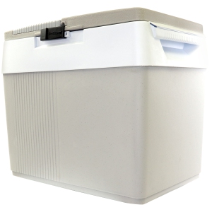 Koolatron Thermoelectric Iceless 12V Cooler/Warmer 33 qt (31 L), Electric Portable Car Fridge w/ 12 Volt DC Power Cord, Dual Opening, Grey/White, Travel Camping Fishing Trucking.