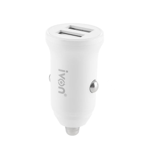axGear Car Charger with 2 USB Ports 12-24V Input 5V 3.1A Output White