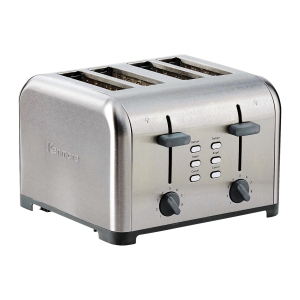 Kenmore 4-Slice Toaster, Stainless Steel, Dual Controls, Extra Wide Slots, Bagel and Defrost Functions, 9 Browning Levels, Removable Crumb Trays, for Bread, Toast, English Muffin