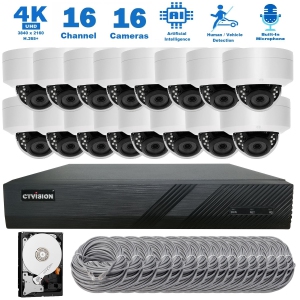 CTVISION 4K Wired Audio Security Camera System, 16 Camera Surveillance Kit Outdoor DIY Audio 2TB HDD Included for Home Business Security Camera System