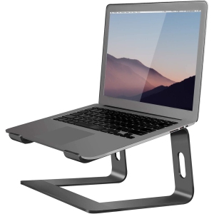 Laptop Stand Aluminum Laptop Riser Compatible with Apple Mac MacBook Air Pro 10 to 15.6 Inch Notebook Computer, Ergonomic Elevator Holder, Black