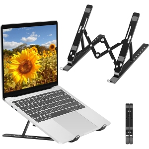 Laptop Stand, Adjustable Laptop Stand for Desk, Portable Lightweight, Aluminum Material, Non-Slip and Durable, Compatible with All 10' to 17' Laptops (Black)