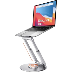 Laptop Stand Height Adjustable with 360° Swivel Base, Sit to Stand Ergonomic Computer Stand, Portable Laptop Riser Holder Desk for Good Posture, Compatible with MacBook Pro, All La