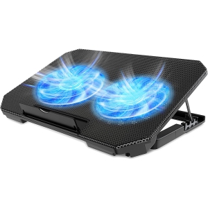 Laptop Cooling Pad with Adjustable Height Two 5.1 Inches Fan 2 USB Ports Suitable for 12'-15.6' Laptops(Black)