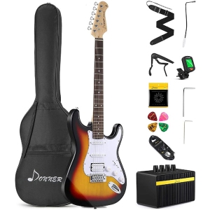 Donner DST-100 39 Inch ST Electric Guitar Kit with Amplifier Solid Body H-S-S Pickup - Right Handed