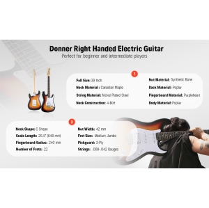 Donner DST-100 39 Inch ST Electric Guitar Kit with Amplifier Solid