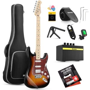 Kit de guitare électrique ST pleine taille Donner DST-152 avec amplificateur, 39 po, pickup HSS à bobinage divisé, ensemble pour débutants