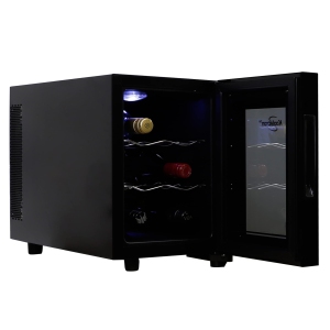 Koolatron 6 Bottle Wine Cooler, Black, Thermoelectric Wine Fridge, 0.65 cu. ft. (16L), Freestanding Wine Cellar, Red, White and Sparkling Wine Storage for Small Kitchen, Apartment,