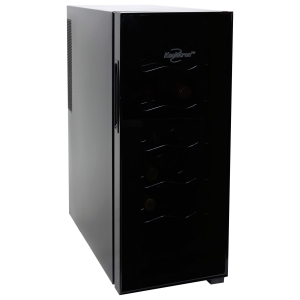 Koolatron 12 Bottle Wine Cooler, Black, Wine Fridge, Freestanding Wine Cellar, Red, White and Sparkling Wine Storage for Small Kitchen, Apartment, Condo, RV