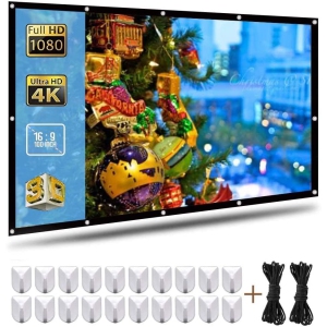 Screen 100 inch 16:9 HD Foldable Anti-Crease Portable Projection Movies Screen for Home Theater Outdoor Indoor Support Double Sided Projection