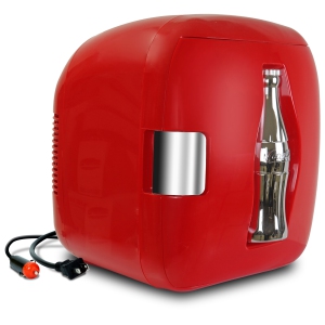 Coca-Cola Heritage 12 Can Portable Mini Fridge 12V DC 110V AC Cooler/Warmer 7.9L (8.3 qt), Personal Travel Fridge, Drinks Snacks Lunch Takeout, Includes 12V and AC Cords
