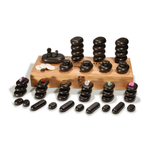 Master Massage 70-Piece Deluxe Hot Stone Therapy Kit – Black Lava Basalt Stones, White Marble Cool Stones, and Chakra Healing Set for Full Body Massage