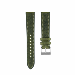 Band & Bezel Wax Veg Leather Watch Strap - 22mm Forest Green