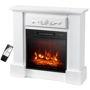 Costway 32" Electric Fireplace Mantel TV Stand Space Heater w/Remote Control 1400W