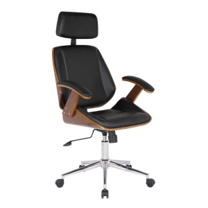 Scranton & Co Modern Century Faux chaise de bureau en cuir noir