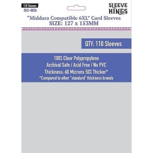Sleeve Kings Board Game "Middara Compatible 6XL" Size Card Sleeves: "Clear" (127mm x 153mm) 110 Sleeves Per Pack