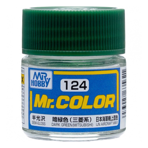 Mr. Hobby Mr. Color 124 - Dark Green (Mitsubishi) Semi-Gloss/German Aircraft WWII (C124) Plastic Model Kit Paint