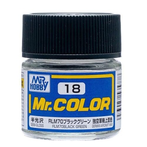 Mr. Hobby Mr. Color 18 - RLM70 Black Green Semi-Gloss/German Aircraft WWII (C18) Plastic Model Kit Paint